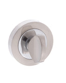 Mediterranean WC Turn and Release Round Rose Bathroom Lock Atlantic Each Satin Nickel/Polished Chrome