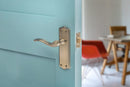Old English Warwick Latch Lever Backplate in Antique Brass Lever on Backplate Atlantic