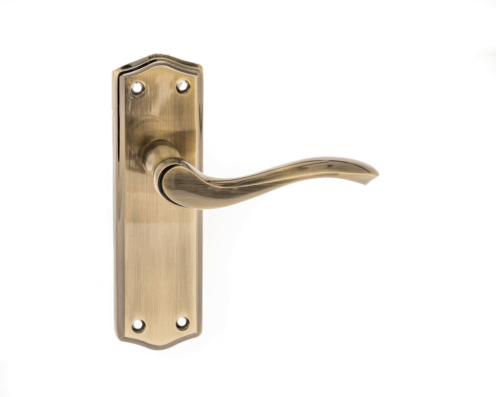 Old English Warwick Latch Lever Backplate in Antique Brass Lever on Backplate Atlantic