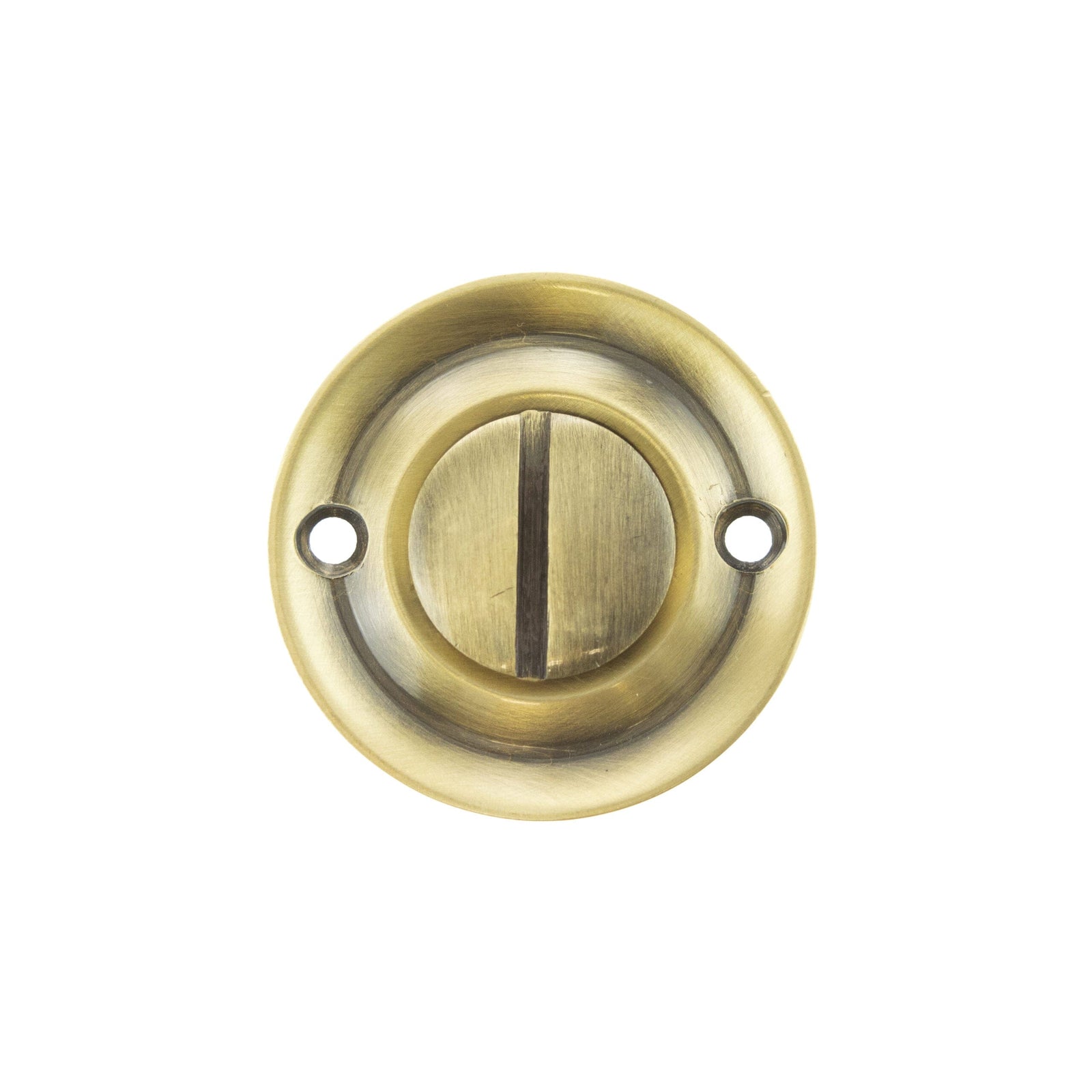 Old English Solid Brass Oval WC Turn and Release in Antique Brass Bathroom Lock Atlantic