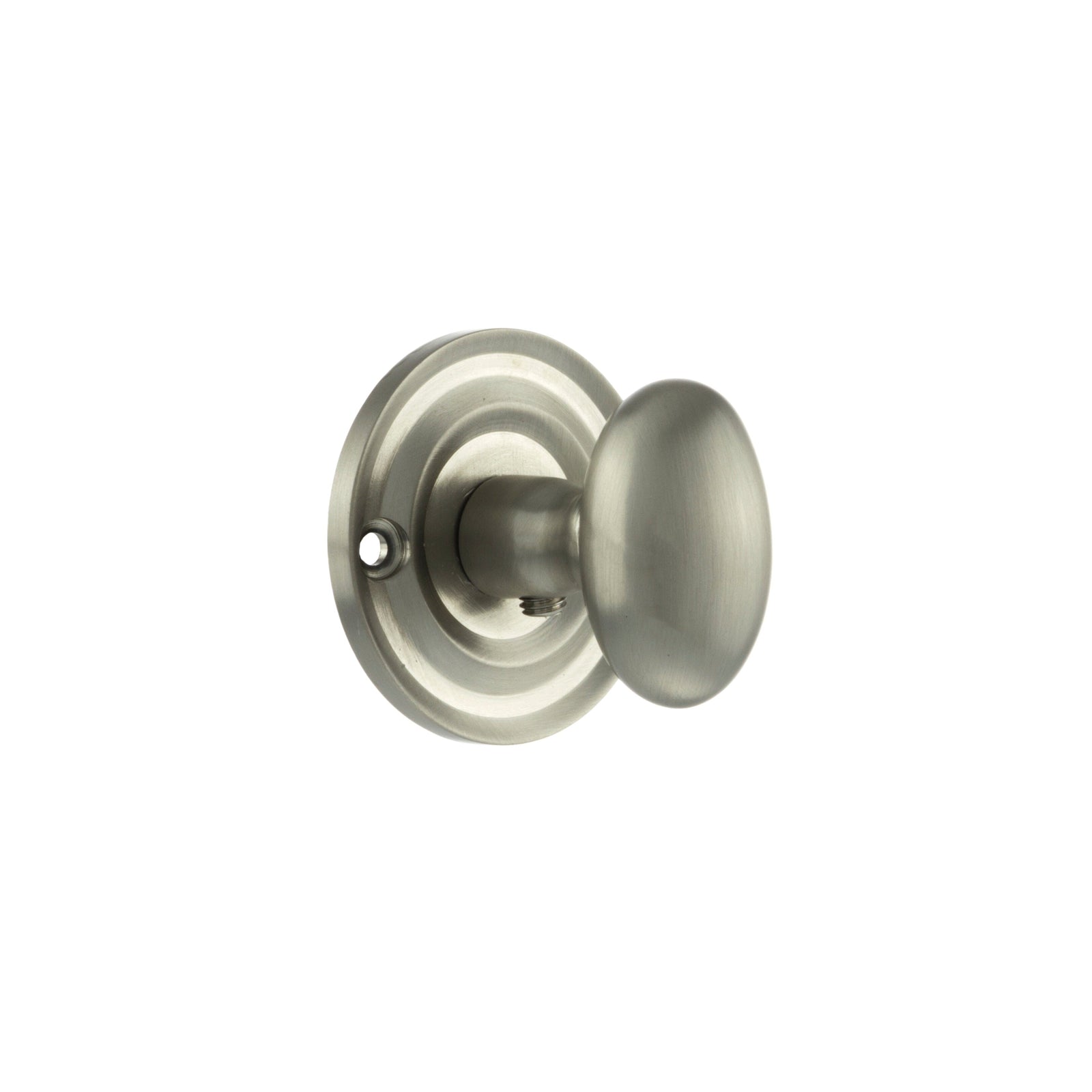 Old English Solid Brass Oval WC Turn and Release Bathroom Lock Atlantic Each Satin Nickel