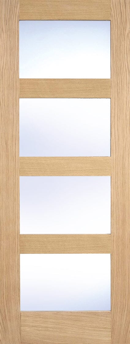 Shaker Oak 4 Light Glazed Clear Glass Pre-Finished Internal Door Internal Door LPD Doors