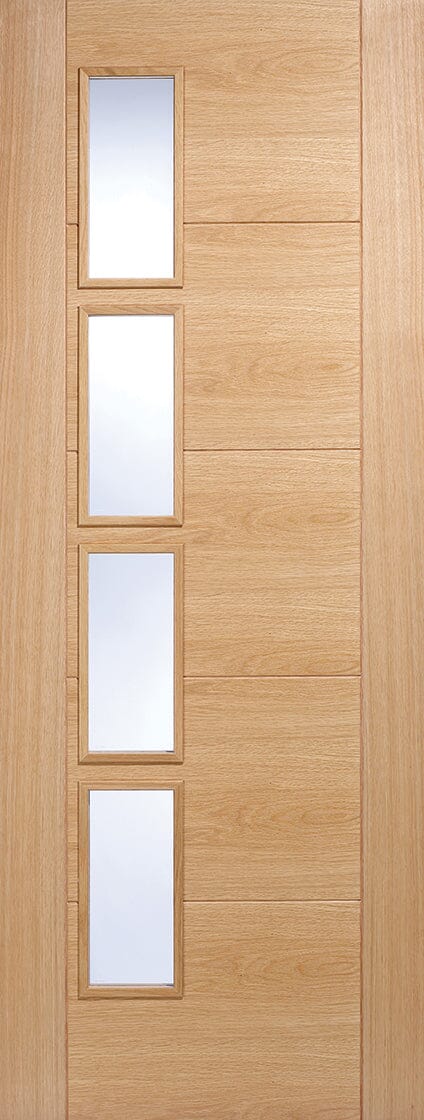 Oak Vancouver Glazed 4 Light Clear Glass Offset Pre-Finished Internal Door Internal Door LPD Doors