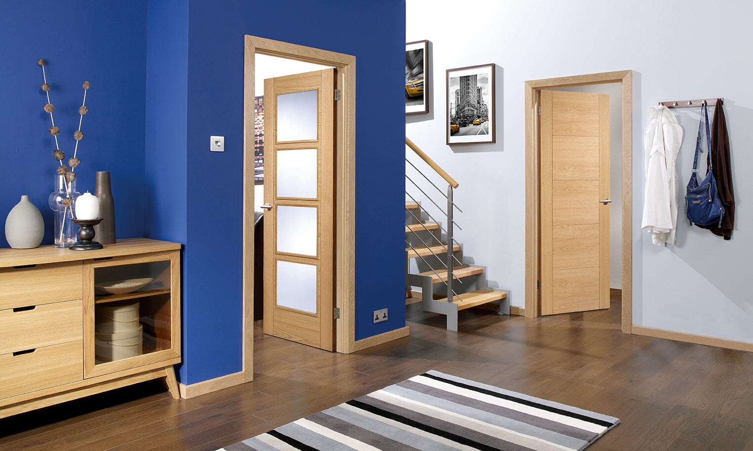 Oak Vancouver Glazed 4 Light Pre-Finished Internal Door Internal Door LPD Doors