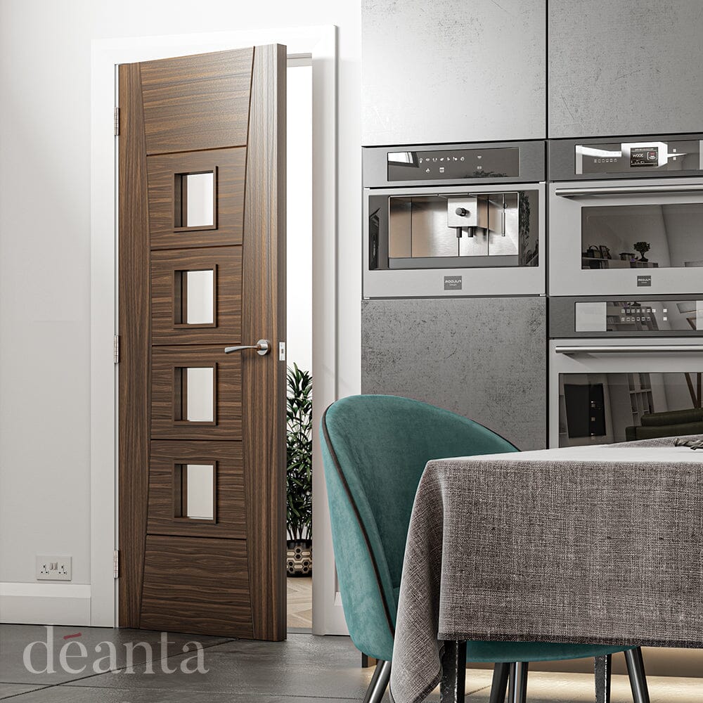 Pamplona Prefinished Walnut Glazed Internal Door Internal Door Deanta