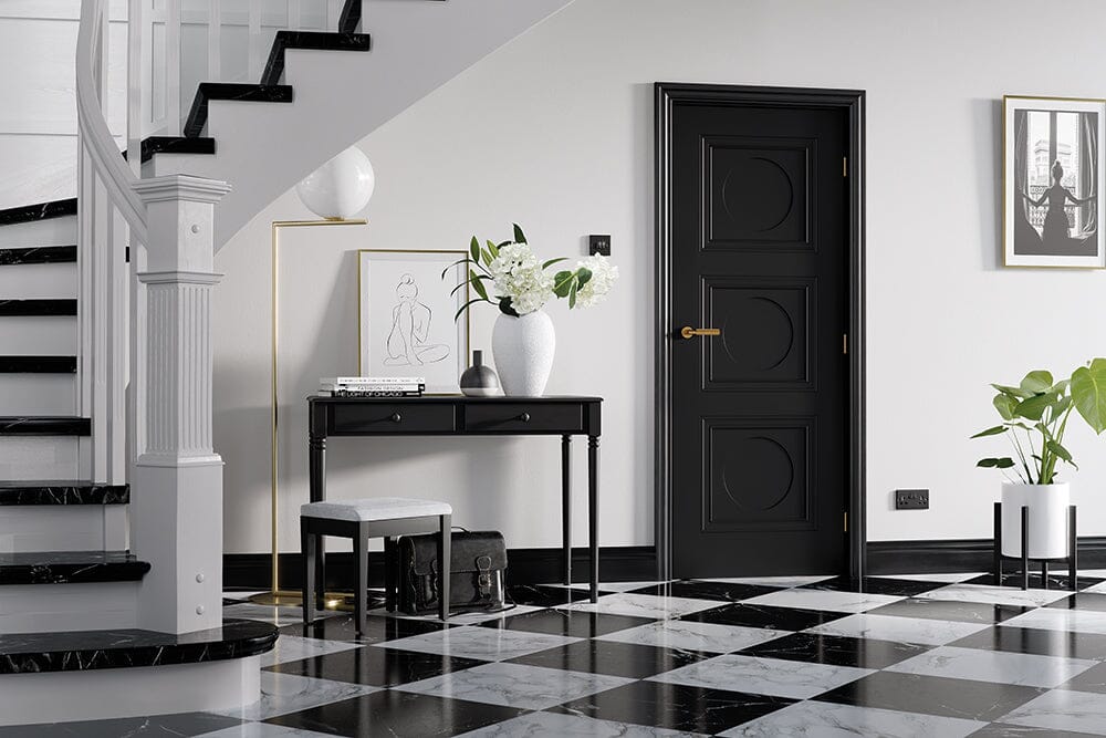 Black Antwerp 3 Panel Primed Internal Fire Door FD30 Internal Fire Door LPD Doors