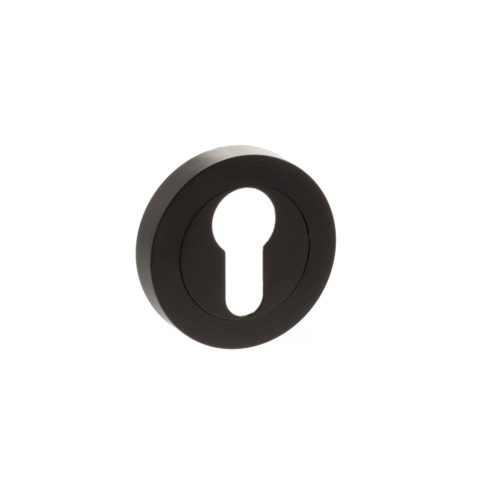 STATUS Euro Escutcheons on Round Rose in Urban Dark Bronze Euro Escutcheons Atlantic