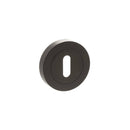 STATUS Key Escutcheons on Round Rose in Urban Dark Bronze Key Escutcheons Atlantic