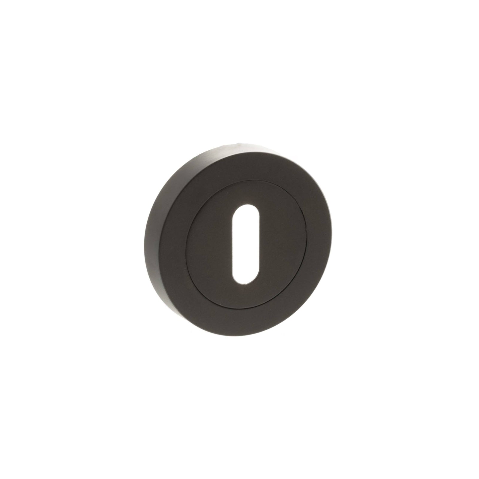 STATUS Key Escutcheons on Round Rose in Urban Dark Bronze Key Escutcheons Atlantic