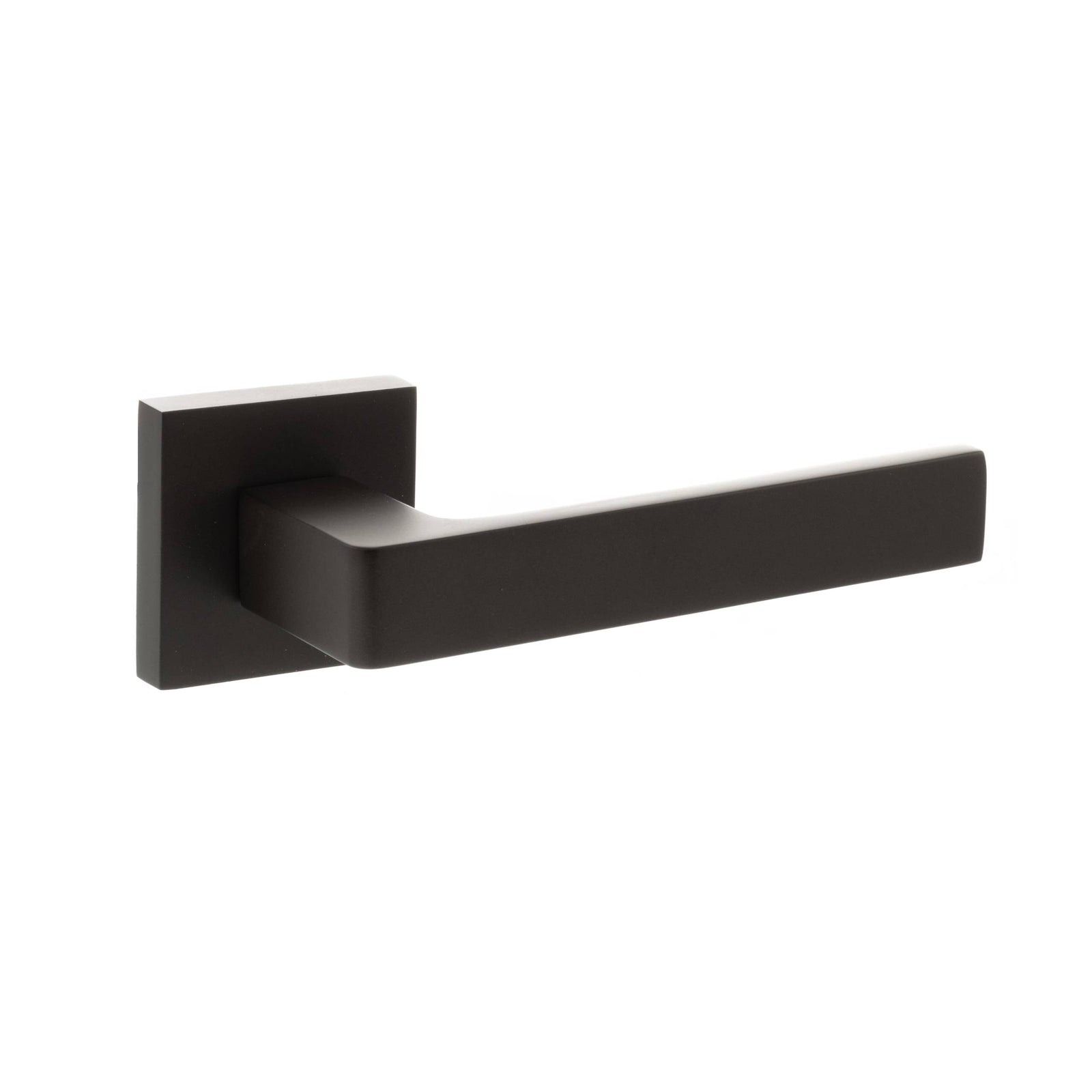 STATUS Montana Lever Door Handle on S4 Square Rose in Urban Dark Bronze Lever Door Handle Atlantic