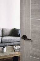 STATUS Alabama Lever Door Handle on Round Rose in Urban Dark Bronze Lever Door Handle Atlantic