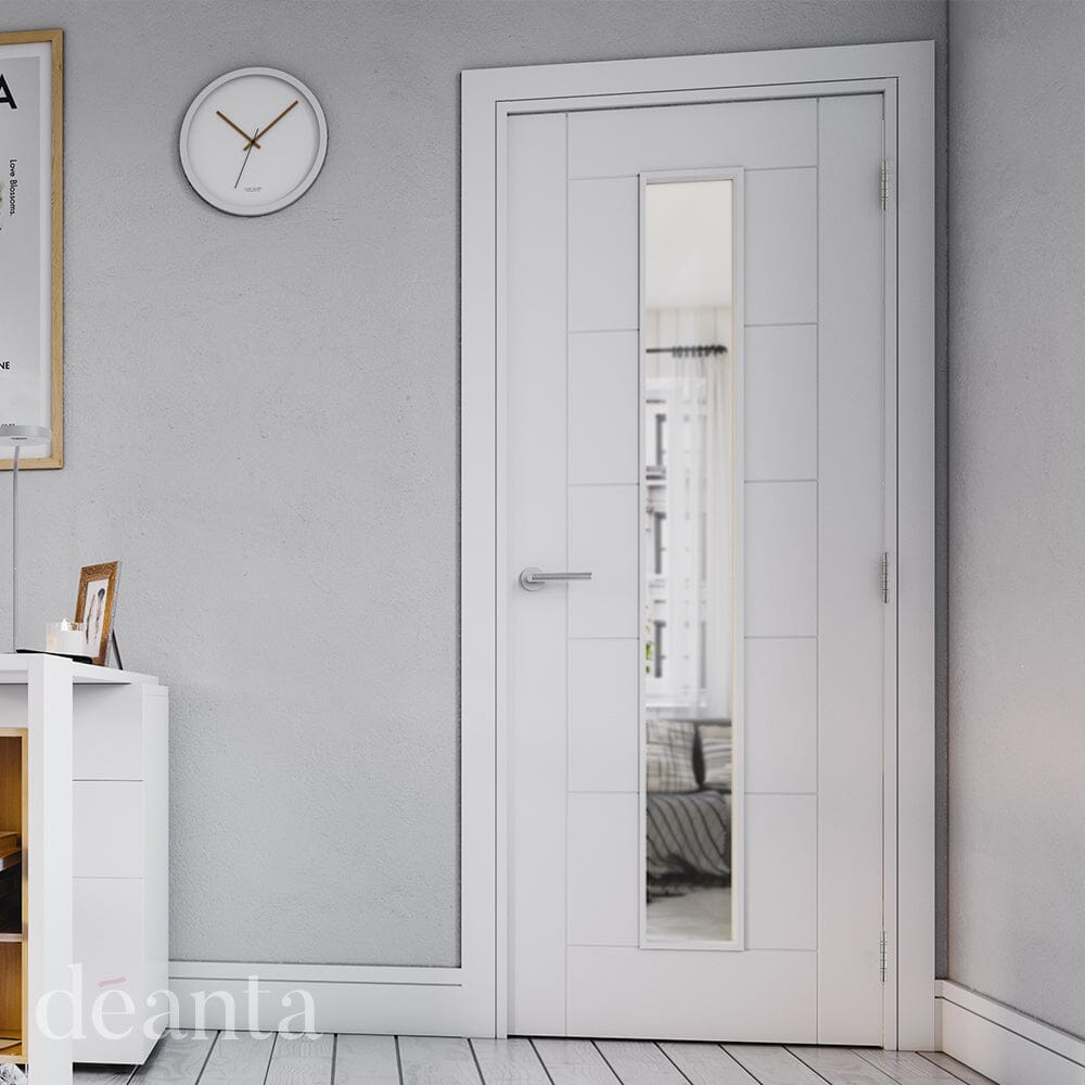 Seville White Primed Glazed Internal Door Internal Door Deanta