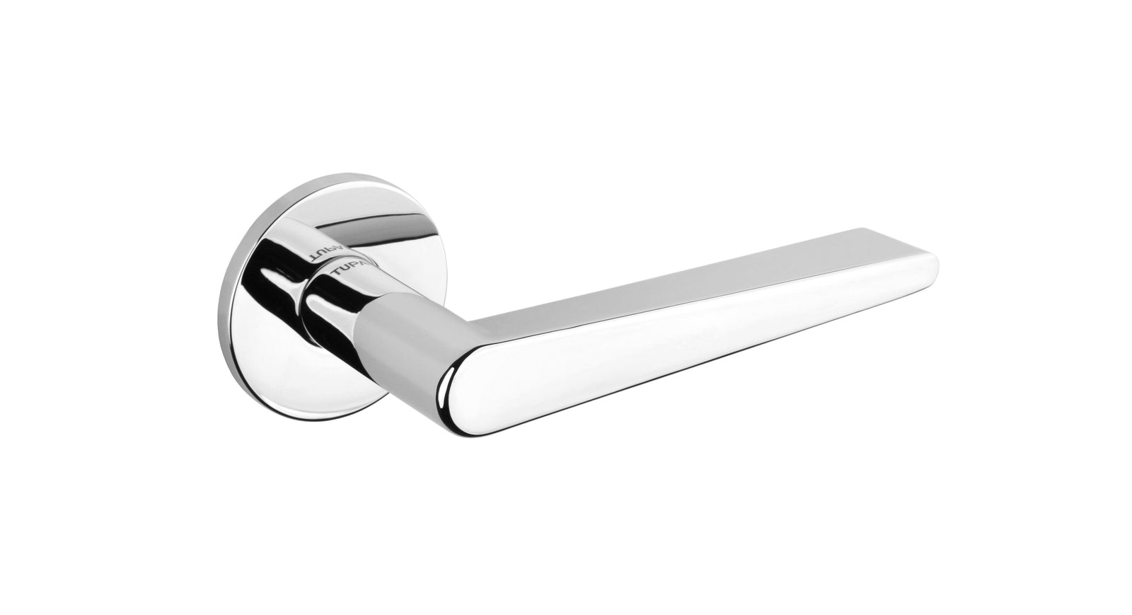 Tupai Rapido 5S Line Torrao Designer Lever 5mm Slimline Round Rose in Bright Polished Chrome Designer Lever Handle Atlantic