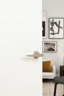 Tupai Rapido 5S Line Torrao Designer Lever 5mm Slimline Round Rose in Pearl Nickel Designer Lever Handle Atlantic