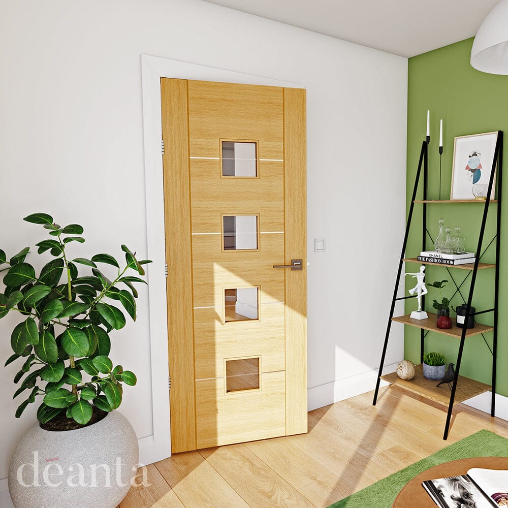 Valencia Prefinished Oak Glazed FSC Internal Door Internal Door Deanta