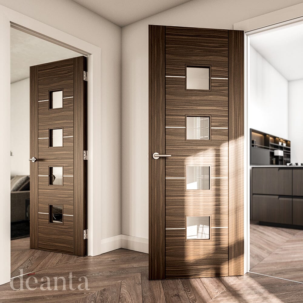 Valencia Prefinished Walnut Glazed Internal Door Internal Door Deanta