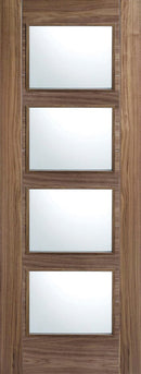 Walnut Vancouver Glazed 4 Light Pre-Finished Internal Fire Door FD30 Internal Fire Door LPD Doors