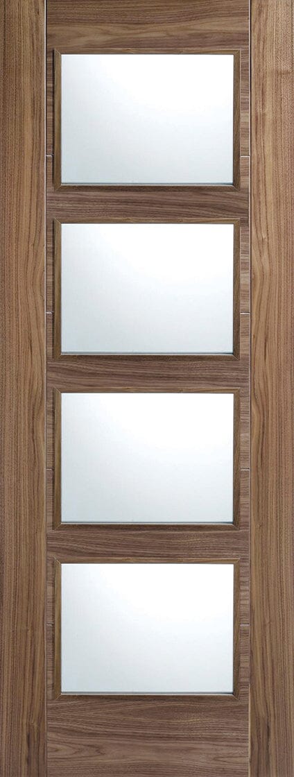 Walnut Vancouver Glazed 4 Light Pre-Finished Internal Fire Door FD30 Internal Fire Door LPD Doors