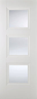 White Amsterdam Glazed 3 Light Primed Plus Internal Door Internal Door LPD Doors