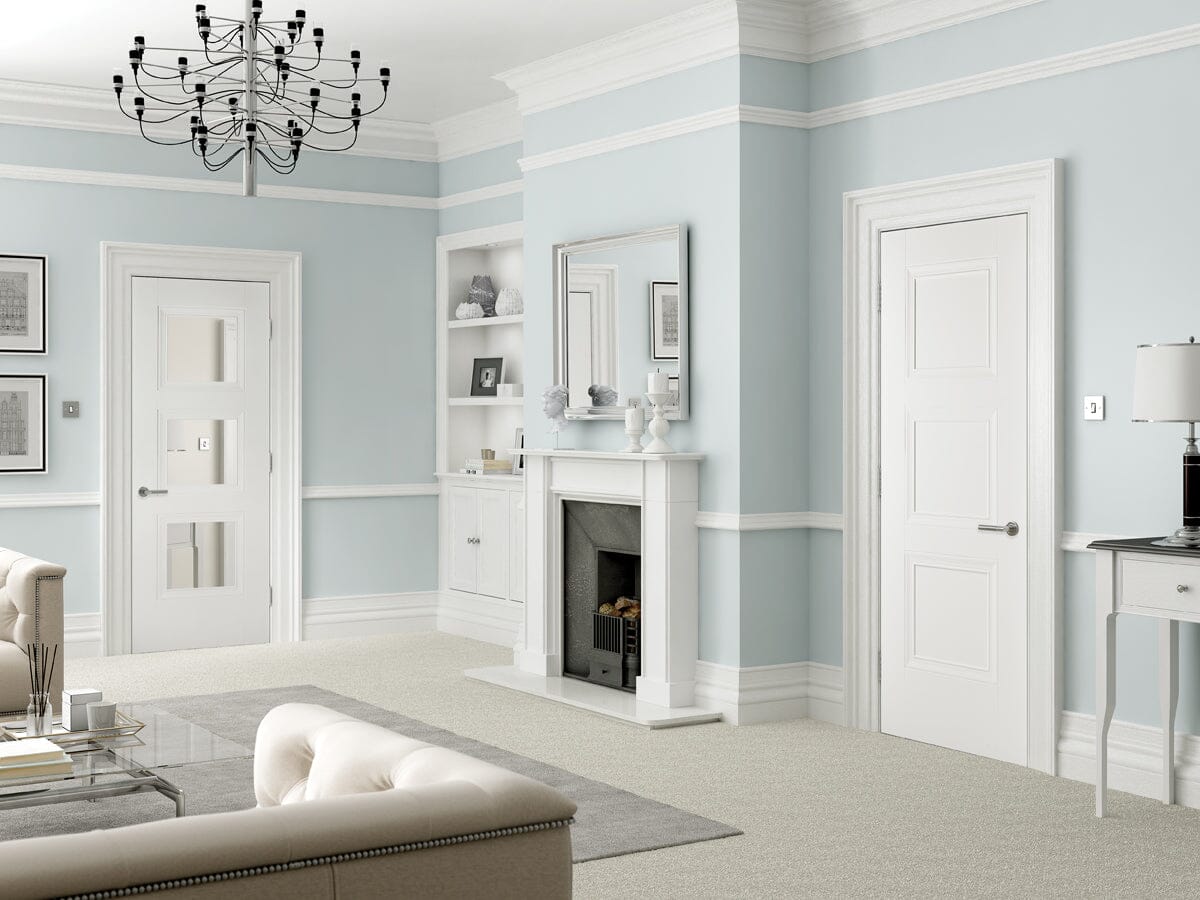 White Amsterdam Primed Plus Internal Fire Door FD30 Internal Fire Door LPD Doors