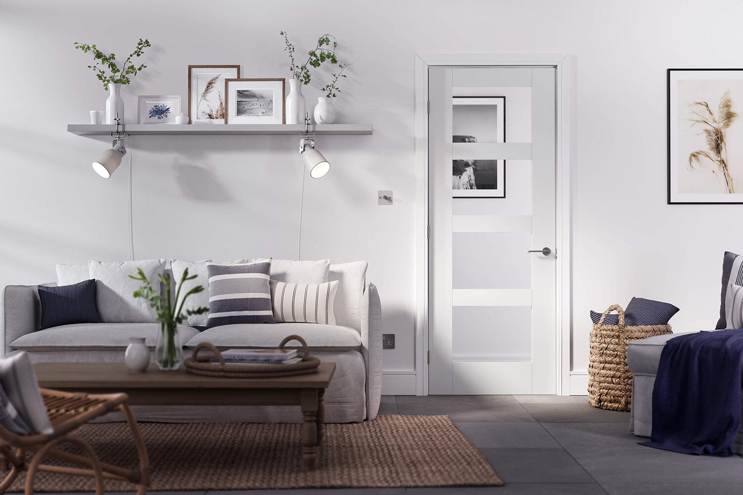 Shaker White Glazed 4 Light Primed Internal Door Internal Door LPD Doors