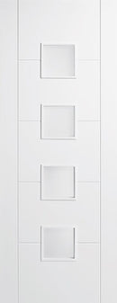 White Vancouver Glazed 4 Light Frosted Primed Internal Door Internal Door LPD Doors