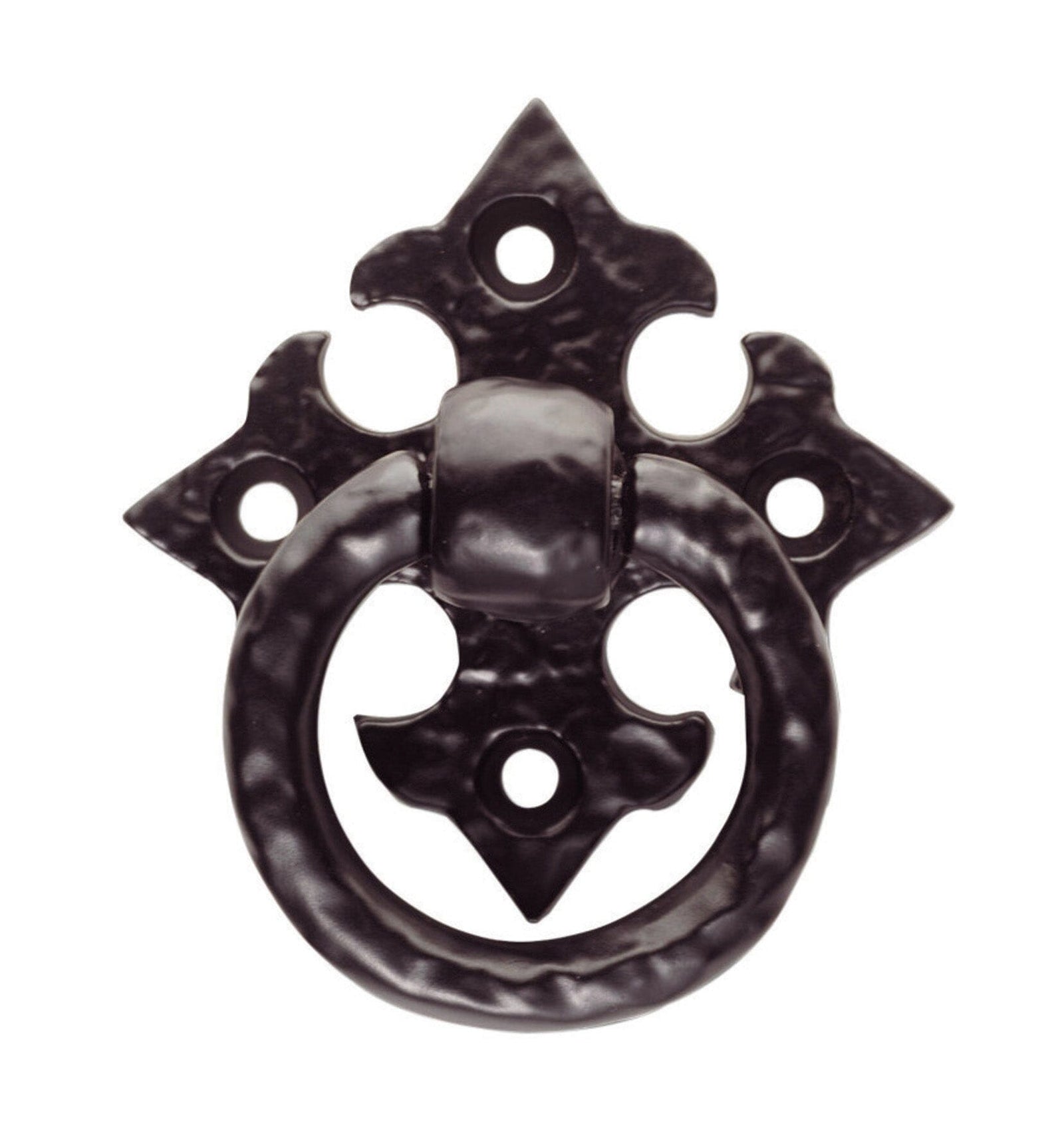 Ring Pull on Gothic Cross Backplate Pull Handle Carlisle Brass Black Antique