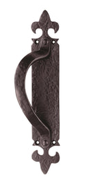 Offset Pull Handle on Backplate Left Hand Forged Carlisle Brass Black Antique