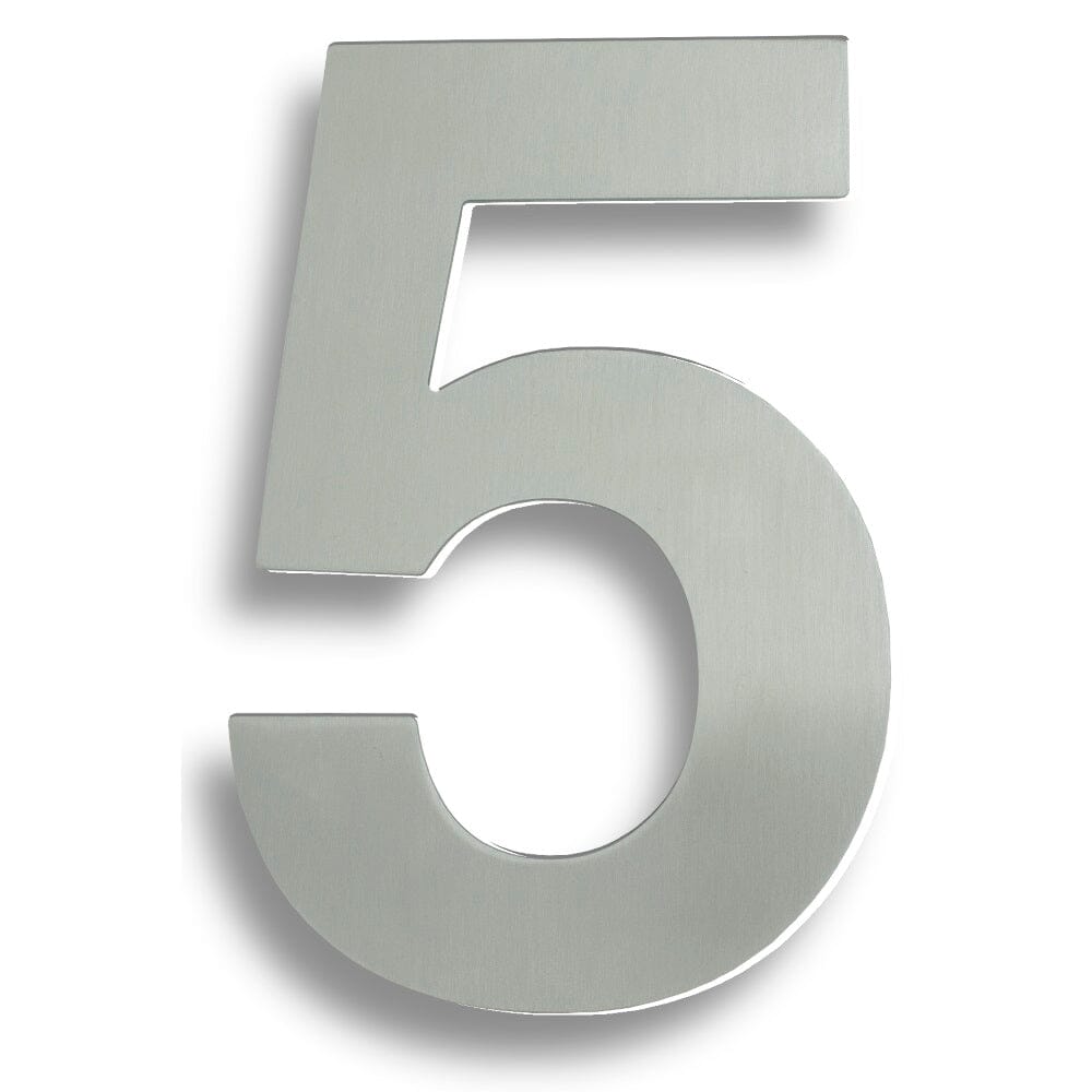 Numerals (0-9) 7" Number 5 Numerals & Letter Eurospec Satin Stainless Steel