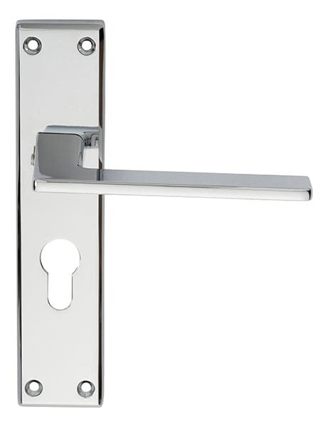 Serozzetta Zone Lever on Euro Lock Backplate (Latch & Hinges Included) Lever On Backplate Serozzetta Polished Chrome