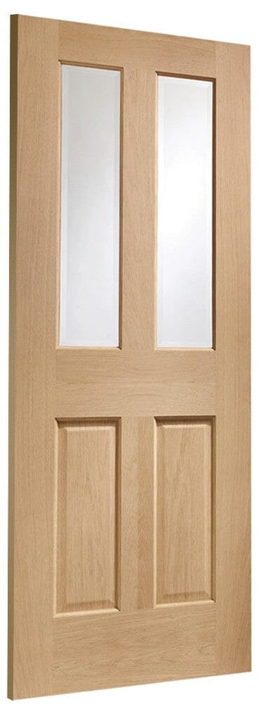 Oak Malton Internal French Doors with Clear Bevelled Glass