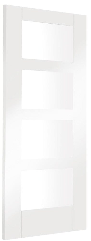 Shaker 4 Light Internal White Primed Fire Door with Clear Glass