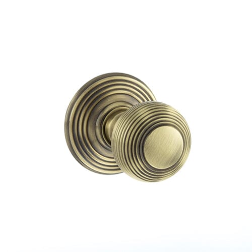 Old English Ripon Solid Brass Reeded Mortice Knob Concealed Fix Rose