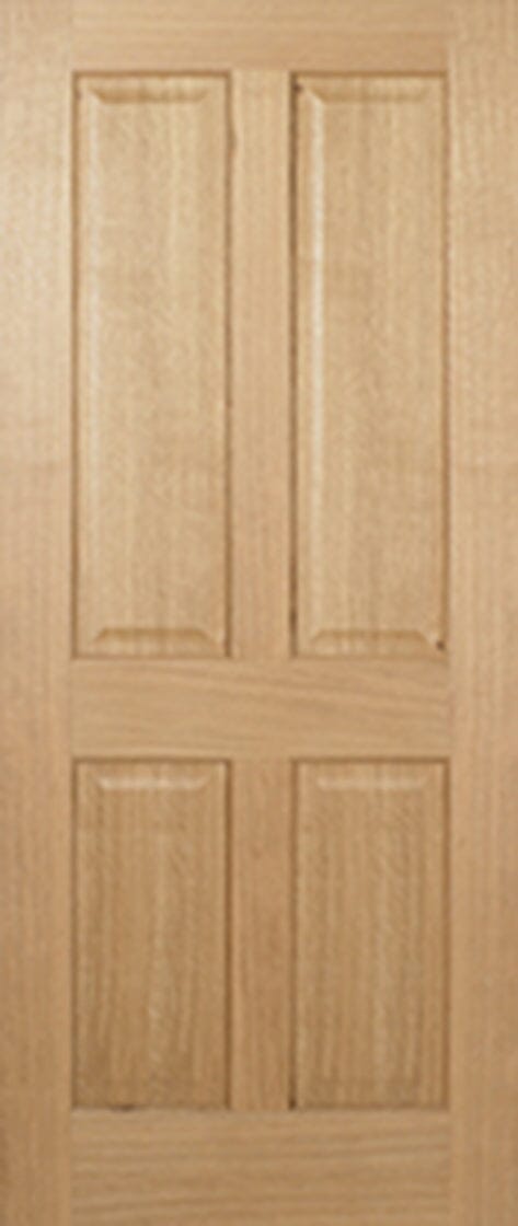 Oak Regency 4 Panel Unfinished Internal Fire Door FD30