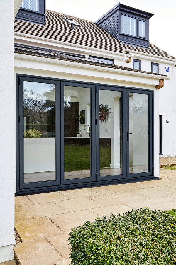 AluVu 12ft External Folding-Sliding Grey Doorset Pre-Finished External Door