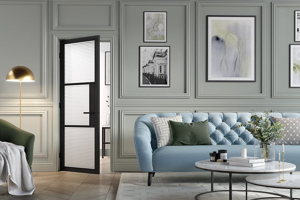 Black Tribeca 3 Light Reeded Primed Internal Door Internal Door LPD Doors 