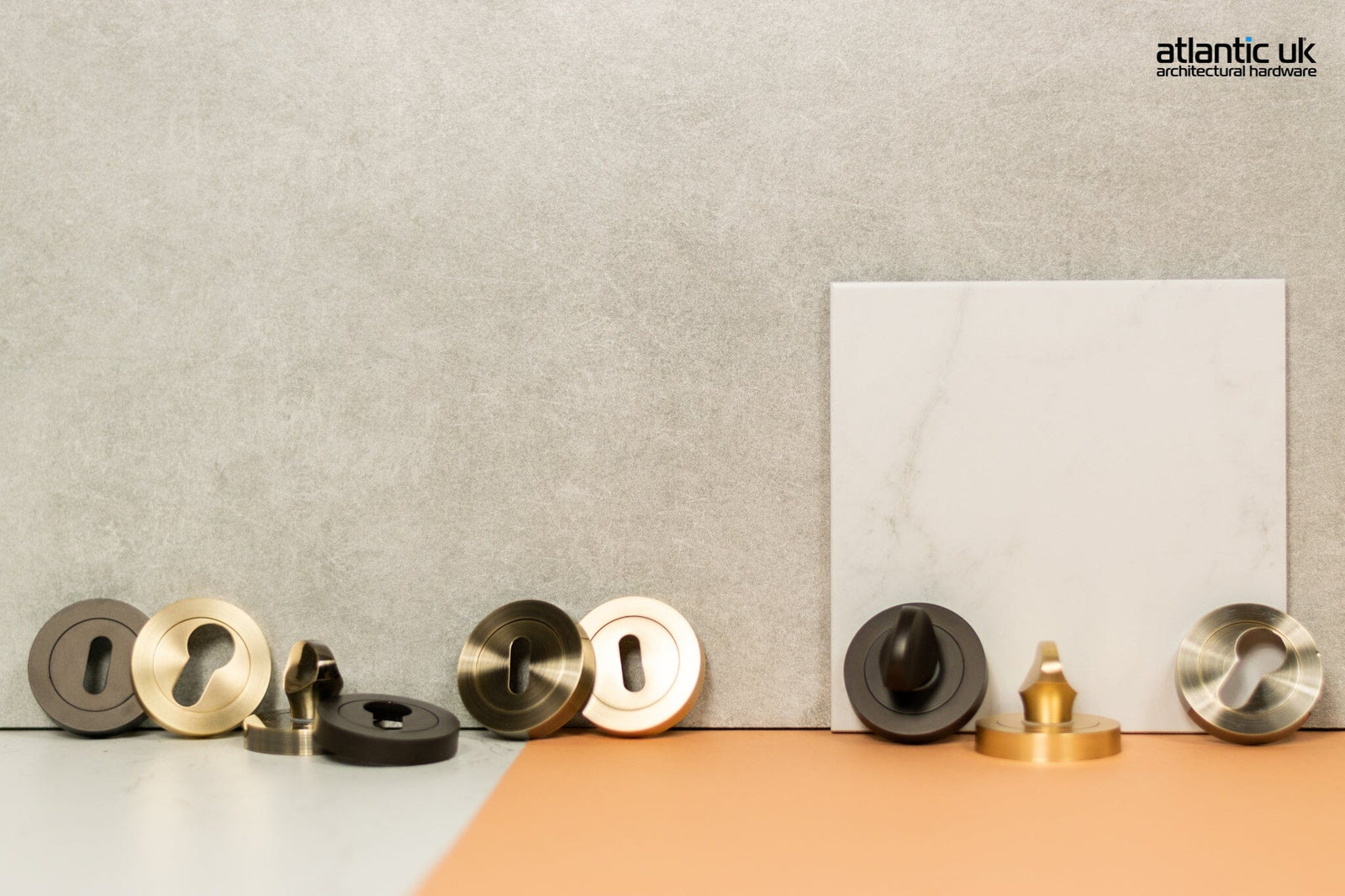 STATUS Key Escutcheons on Round Rose in Urban Dark Bronze Key Escutcheons Atlantic 