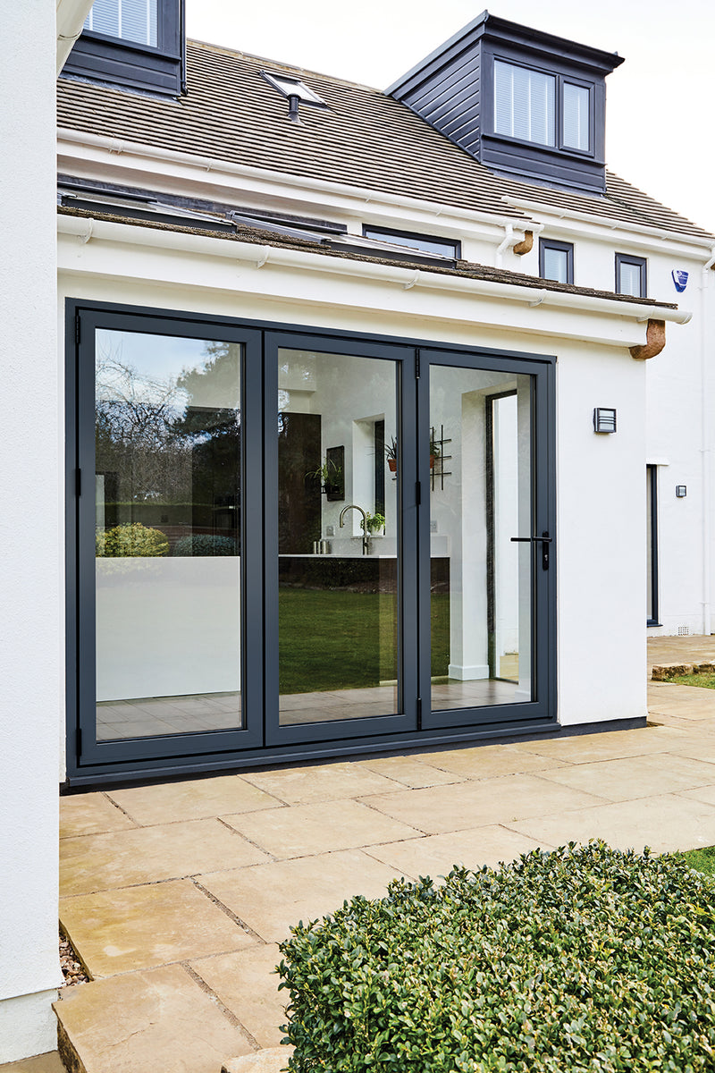 AluVu 8ft External Folding-Sliding Grey Doorset Pre-Finished External Door