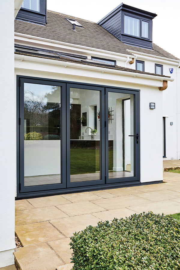 AluVu 10ft External Folding-Sliding Grey Doorset Pre-Finished External Door