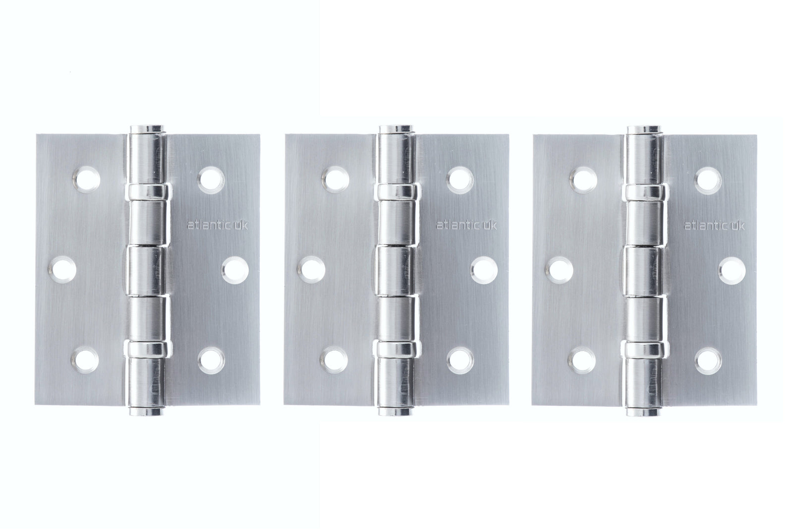 Atlantic Ball Bearing Hinges 3" x 2.5" x 2.5mm Hinges Atlantic 3" x 2.5" x 2.5mm Set of 3 Satin Chrome