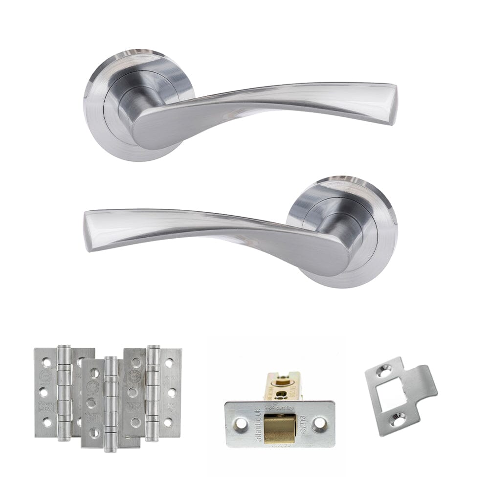 Atlantic Aqua Dorpac Door Handle Pack Atlantic 3" Latch, 3" x 2" Hinges x3 Each Satin Chrome