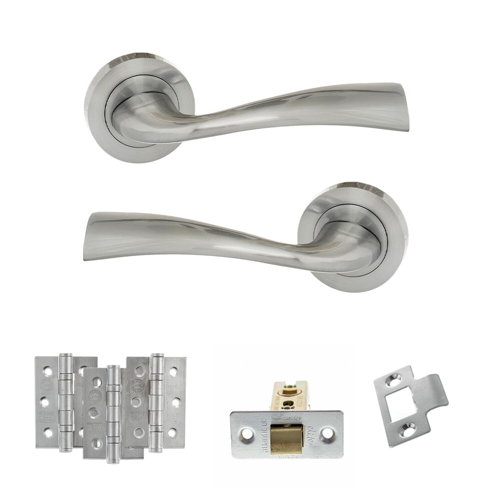 Atlantic Wave Dorpac Door Handle Pack Atlantic 3" Latch, 3" x 2" Hinges x3 Each Polished Chrome