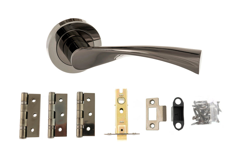 Atlantic Colorado Dorpac 3" Latch, 3" x 2" Hinges x3 in Black Nickel Door Handle Pack Atlantic 