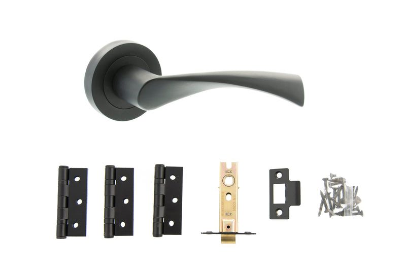 Atlantic Colorado Dorpac 3" Latch, 3" x 2" Hinges x3 in Matt Black Door Handle Pack Atlantic 