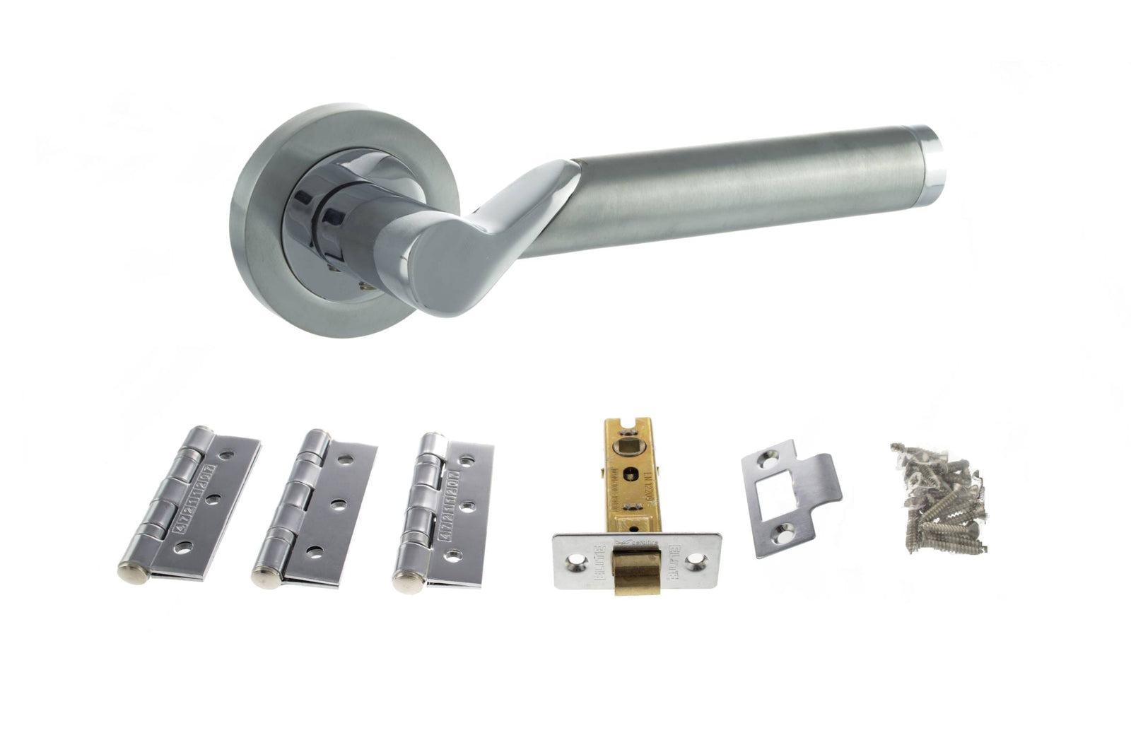 Atlantic Hawaii Dorpac Door Handle Pack Atlantic 2.5" Latch, 3" x 2" Hinges x3 Satin Chrome/Polished Chrome 