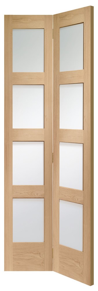 Shaker Bifold Internal Oak Door with Clear Glass