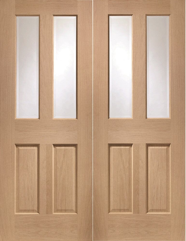 Oak Malton Internal French Doors with Clear Bevelled Glass Room Divider XL Joinery 