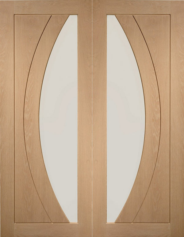 Salerno Oak Internal French Doors with Clear Glass