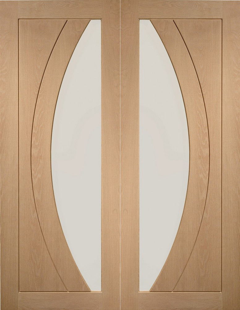 Salerno Oak Internal French Doors with Clear Glass