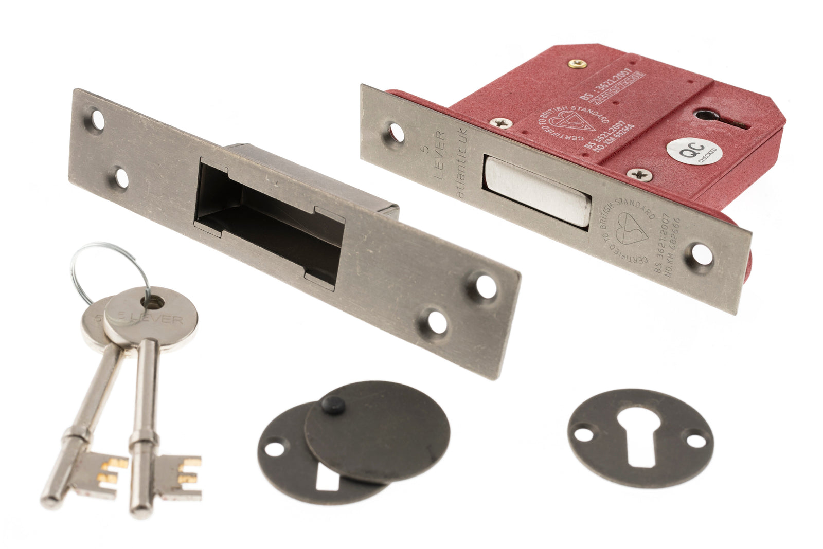 Atlantic 5 Lever Key Deadlock British Standard 2.5" Deadlock Atlantic 2.5" Distressed Silver 